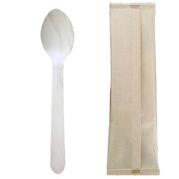 [HEAL0000890] Wood Grade AB Spoon 16cm in Individual Kraft Paper Bag