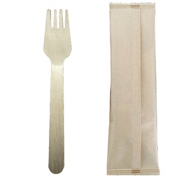 [HEAL0000914] Tenedor de Madera AB de 16cm en Bolsa de Papel Kraft Individual