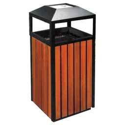 [FAB!0000324] Basurero Exterior Acero Madera Cenicero 40x40x96cm