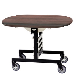[LAKE0003215] Mobile round top tri-fold room service table red maple finish - 36" x 43" x 31"