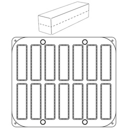 [PAVO0003400] 14 Rectangular Eclair Indents 120x30x30 mm - Plate for Cookmatic 380x330 mm