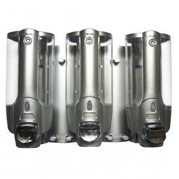 [GODE0003592] G&F™ Oval Silver Wall Mounted Liquid Dispenser Triple 380ml