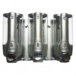 [GODE0003592] Oval Silver Wall Mounted Liquid Dispenser Triple 380ml