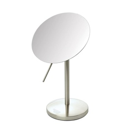 [JERD0003797] 7.5", 5X Table Top Mirror, Nickel, Height 13"