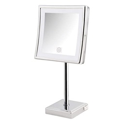 [JERD0003842] Espejo de Mesa con Luz LED Cromo 8"x 8" Altura 16.5"