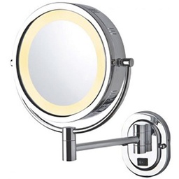 [JERD0004048] 8", 5X-1X Halo Lighted Wall Mount Mirror, Single Arm Extends 9" from Wall, Direct Wire Only