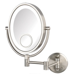 [JERD0004079] 8"x10" Oval, 10X,1X, 15X LED Lighted Mirror Nickel