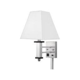 [ILAM0004176] Single Wall Lamp with Brushed Nickel Finish and Ebony Wood Accents