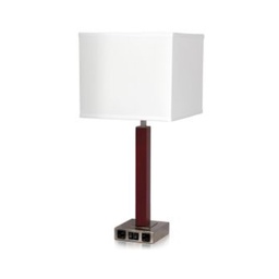 [ILAM0004182] 28" Twin Table Lamp with Mahogany Wood and Brushed Nickel Finish
