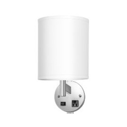 [ILAM0004208] Single Wall Lamp with Brushed Nickel Finish and Linen Round Shade