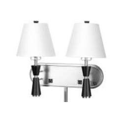 [ILAM0004387] Double Wall Lamp with Ebony and Brushed Nickel Finish