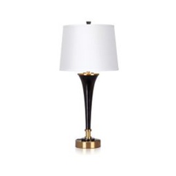 [ILAM0004419] Single Table Lamp with Ebony, Burnished Brass Accents and 2 Outlets