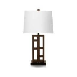 [ILAM0004478] 31.5" Twin Table Lamp with Dark Walnut Finish and Black Accents