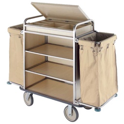 [TRUS0004599] Steel and Wood Housekeeping Service Cart Grid with Cover TWT7339A