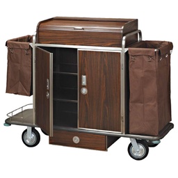 [TRUS0004609] Housekeeping Service Cart Steel and Wood Frame TWT7385