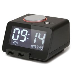 [BITT0004670] HC1 Pro Altavoz Bluetooth y Reloj Despertador con Funciones de Carga Cargador Doble USB