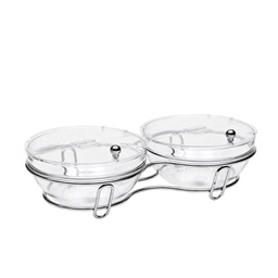 [ZE P0004740] Ze Pé® Wireframe Display Two Glass Bowls 23cm diameter with Lids